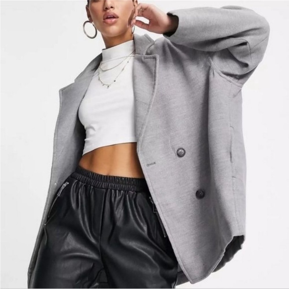 nwot free people gray hannah slouchy coat jacket small